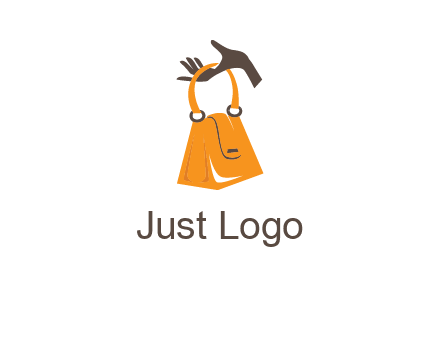 hand holding handbag logo