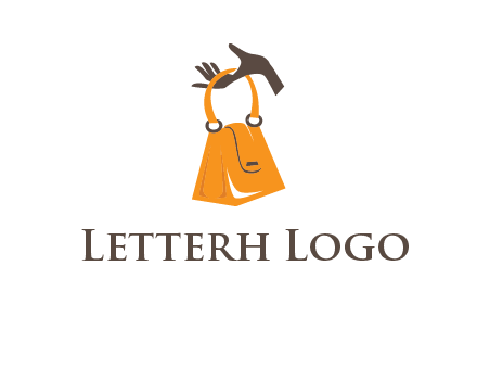 hand holding handbag logo