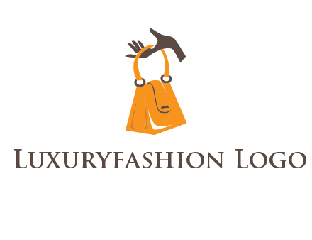 hand holding handbag logo