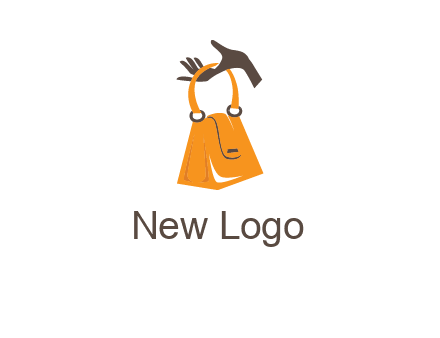 hand holding handbag logo