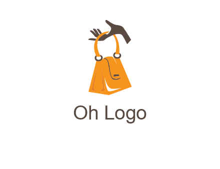 hand holding handbag logo