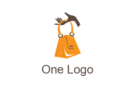 hand holding handbag logo