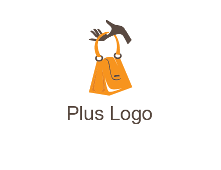 hand holding handbag logo
