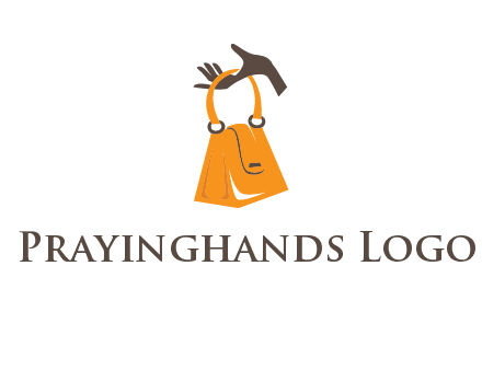 hand holding handbag logo