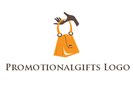 hand holding handbag logo