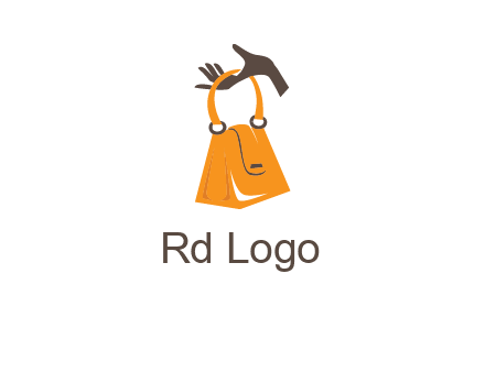 hand holding handbag logo