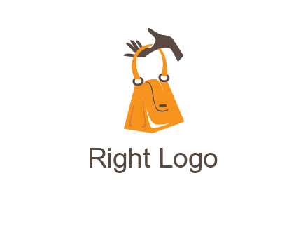 hand holding handbag logo