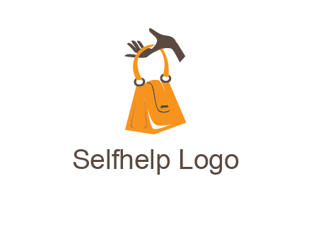 hand holding handbag logo
