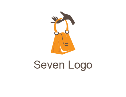 hand holding handbag logo