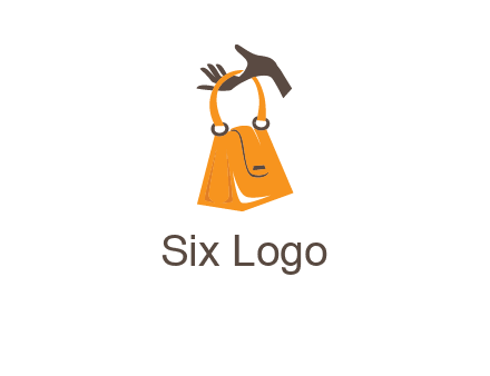 hand holding handbag logo