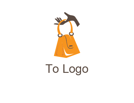 hand holding handbag logo