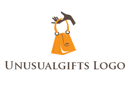 hand holding handbag logo