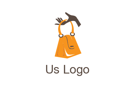 hand holding handbag logo