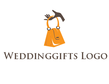 hand holding handbag logo