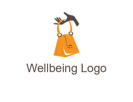 hand holding handbag logo