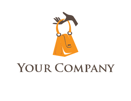 hand holding handbag logo