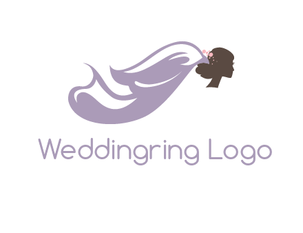 bride with wedding veil logo