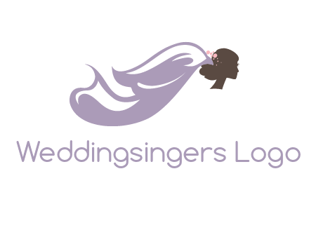 bride with wedding veil logo