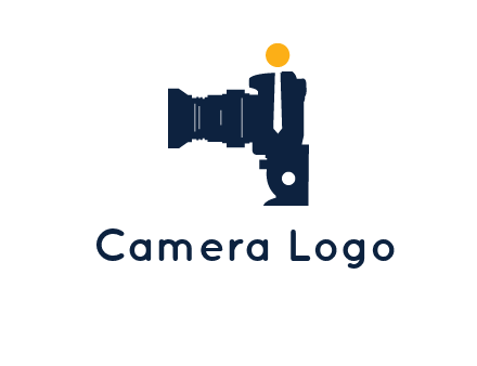 camera merged with person in tie logo