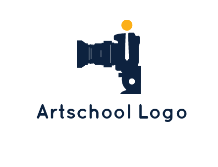 camera merged with person in tie logo