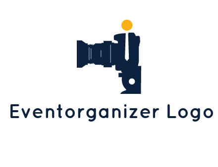 camera merged with person in tie logo
