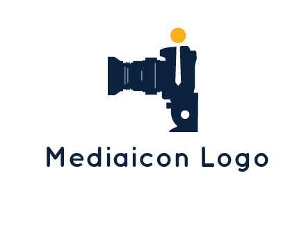 camera merged with person in tie logo