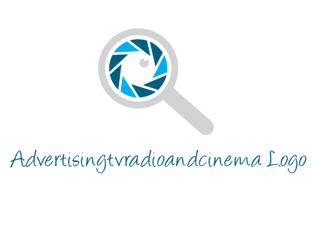 camera shutter inside magnifying glass logo