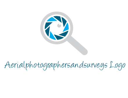 camera shutter inside magnifying glass logo