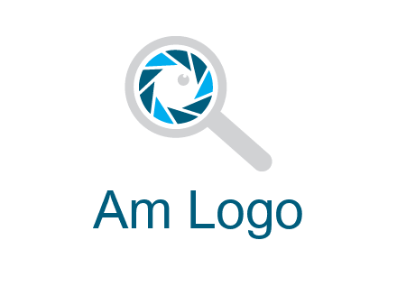 camera shutter inside magnifying glass logo