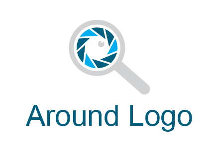 camera shutter inside magnifying glass logo