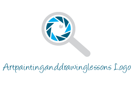 camera shutter inside magnifying glass logo