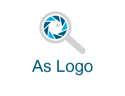 camera shutter inside magnifying glass logo