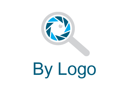 camera shutter inside magnifying glass logo