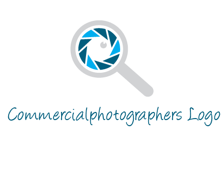 camera shutter inside magnifying glass logo
