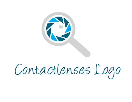 camera shutter inside magnifying glass logo
