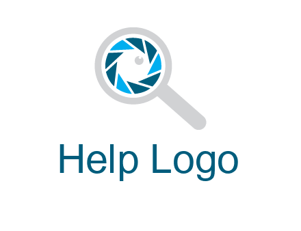 camera shutter inside magnifying glass logo