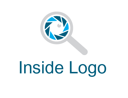 camera shutter inside magnifying glass logo