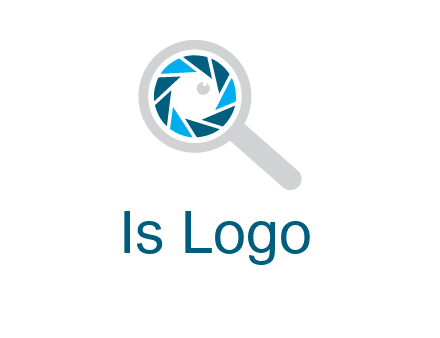 camera shutter inside magnifying glass logo