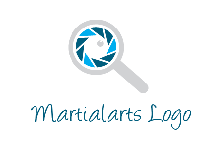 camera shutter inside magnifying glass logo