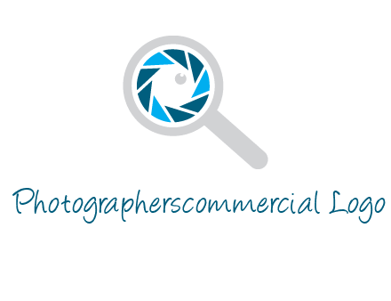 camera shutter inside magnifying glass logo