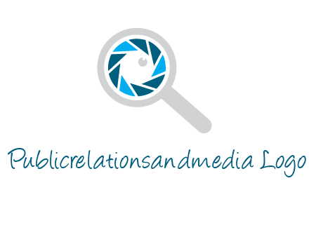 camera shutter inside magnifying glass logo