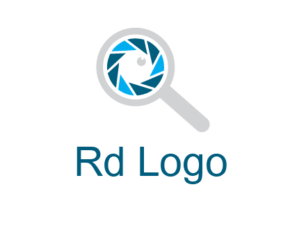 camera shutter inside magnifying glass logo