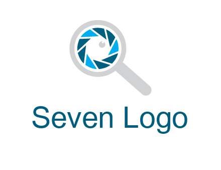 camera shutter inside magnifying glass logo