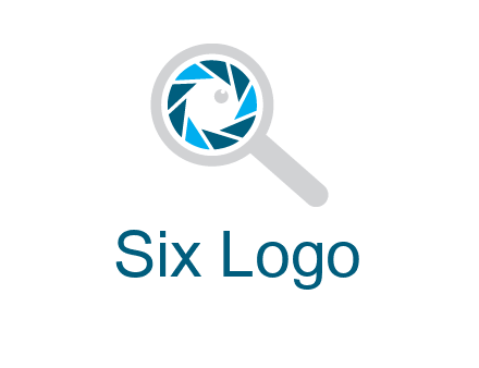camera shutter inside magnifying glass logo