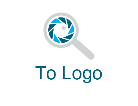 camera shutter inside magnifying glass logo
