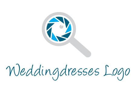 camera shutter inside magnifying glass logo