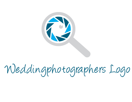 camera shutter inside magnifying glass logo