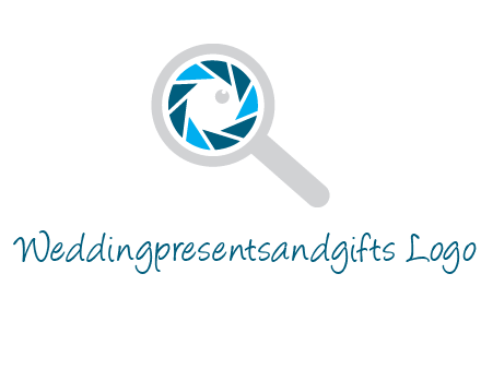 camera shutter inside magnifying glass logo