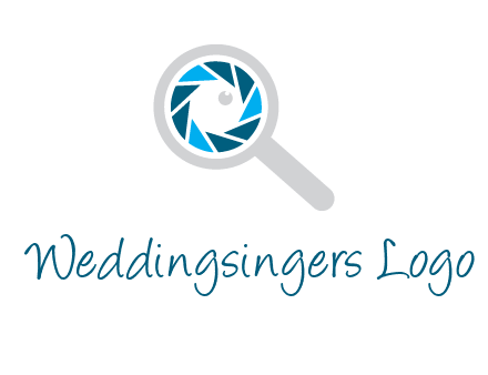 camera shutter inside magnifying glass logo