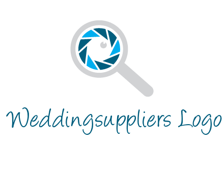 camera shutter inside magnifying glass logo